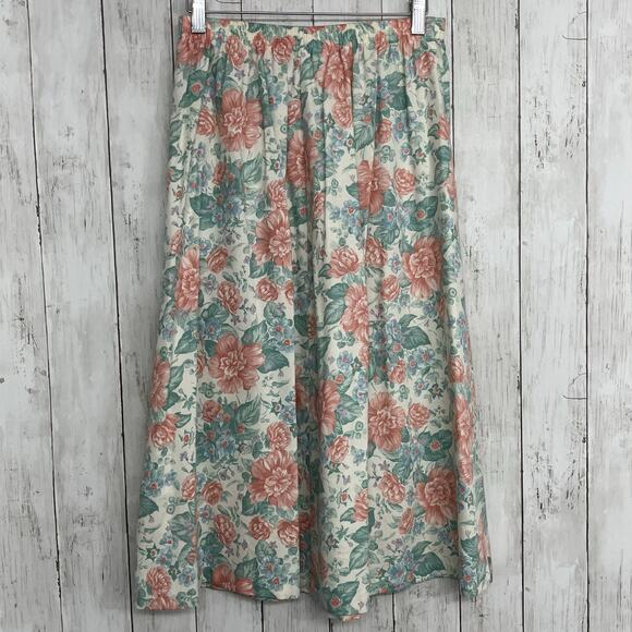 Alfred Dunner Floral Elastic Waist Pleated Flowy Cottage Boho Vintage Skirt 12 - Picture 2 of 7